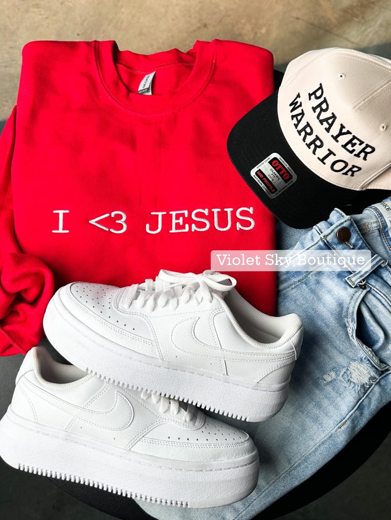 I 🖤 Jesus embroidery sweatshirt