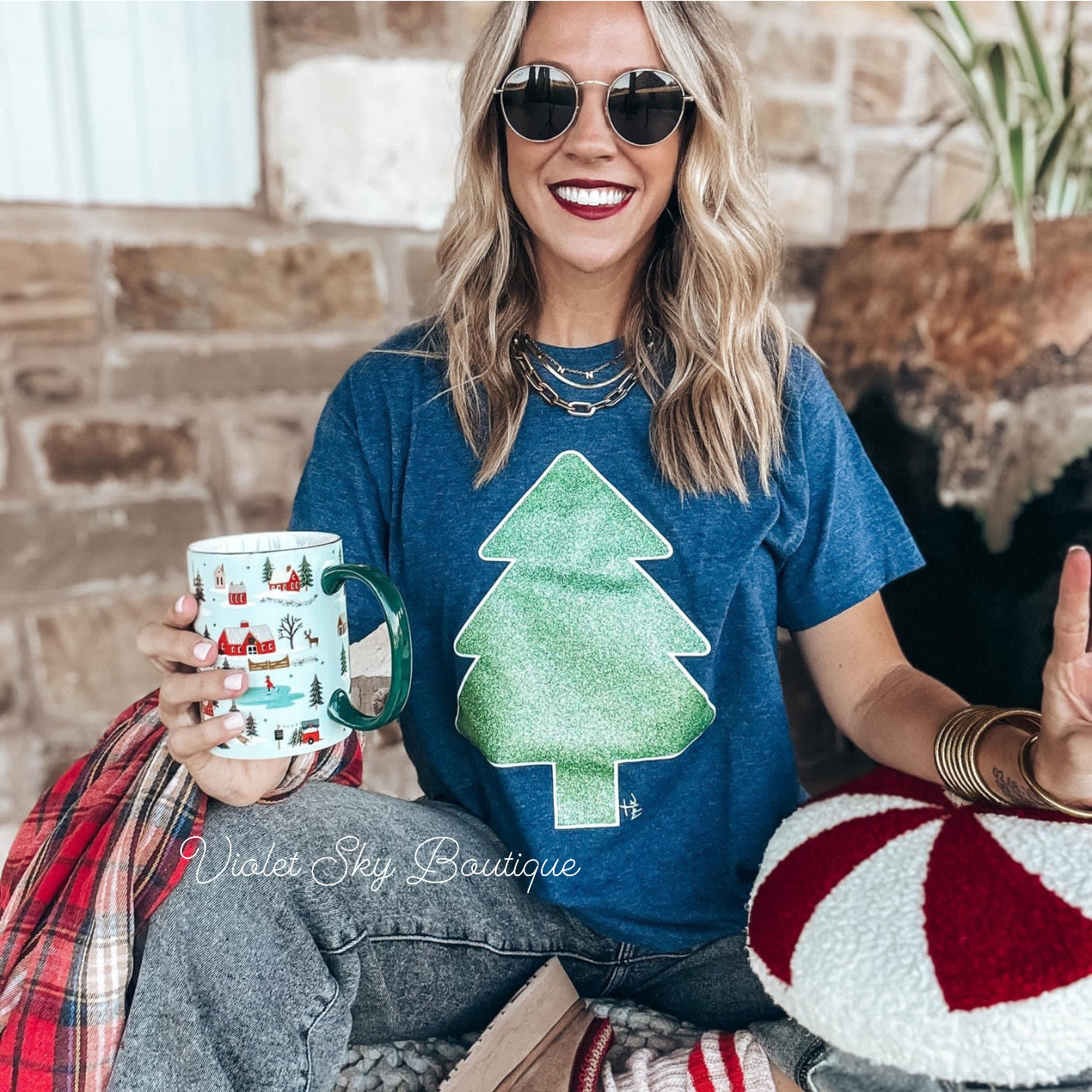 🌲 Mint Glitter Tree tee