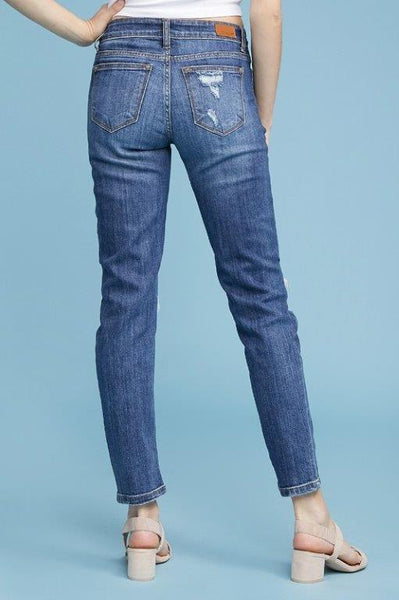 Jeans - Destroyed medium wash crop