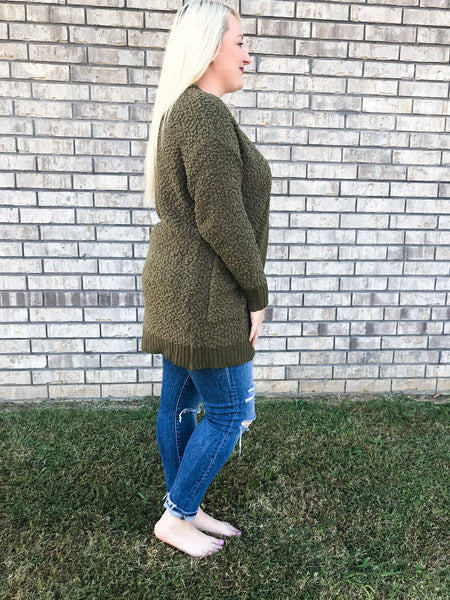 Popcorn Cardigan - Olive