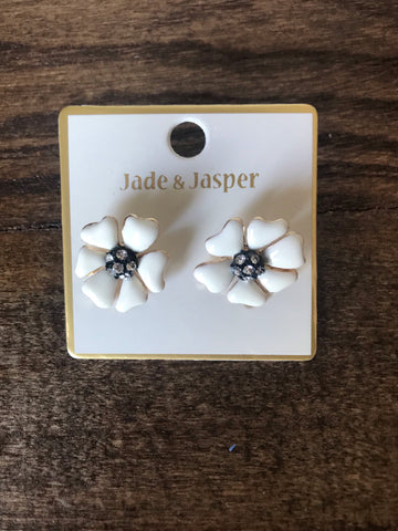 Earrings - White flower