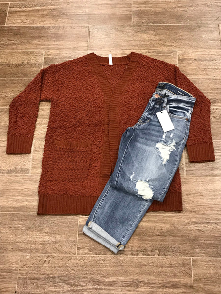 Popcorn Cardigan - Rust