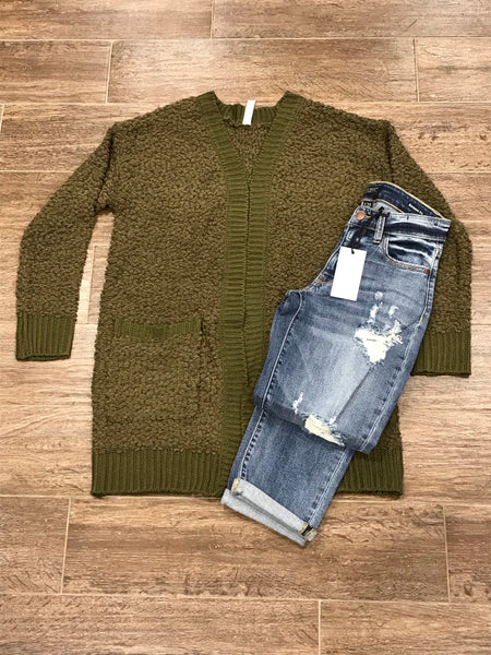 Popcorn Cardigan - Olive