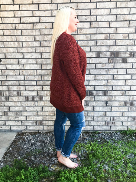 Popcorn Cardigan - Rust