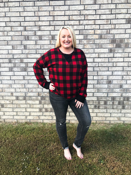 Red Plaid Pullover Sweater