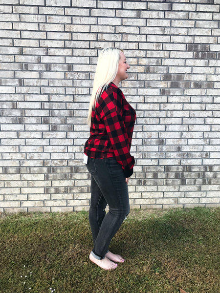 Red Plaid Pullover Sweater