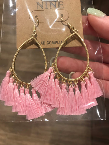 Earrings - Tassel Light Pink