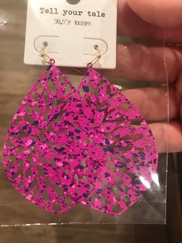 Earrings - Pink with Navy specks
