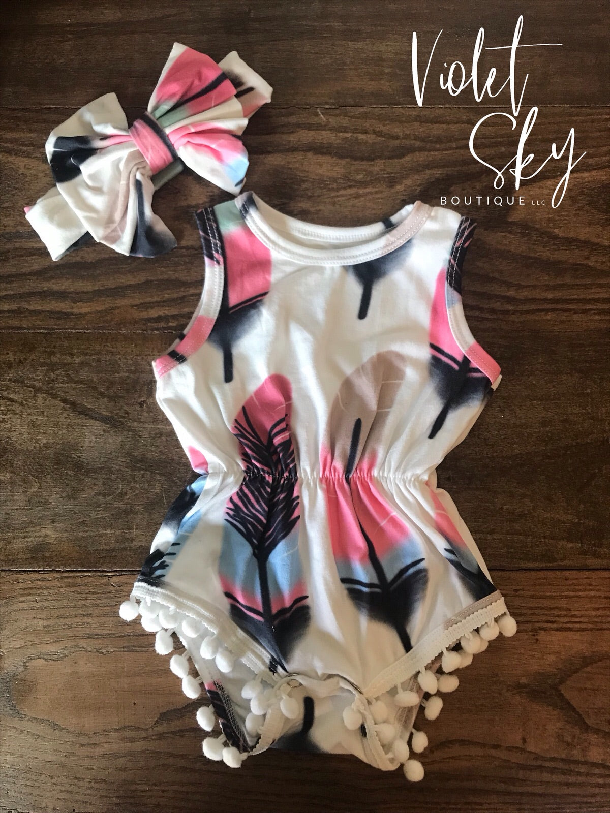 Baby - Feather Romper + Headband